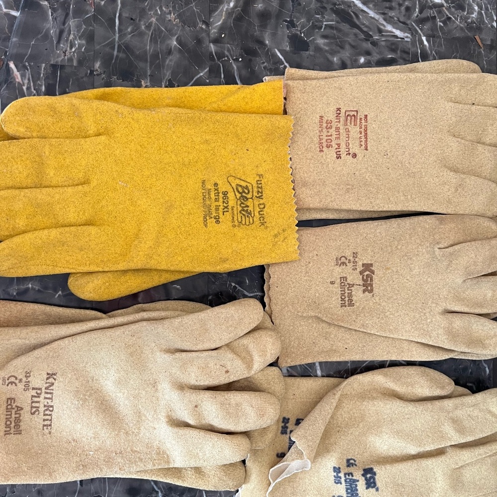 5 pair Best Ansell Edmont Fuzzy Duck Knit Rite Plus KSR Work Gloves Size L/XL